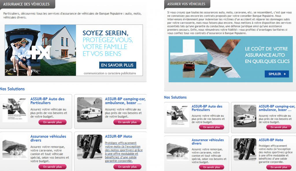 Structuration de contenu du site de la banque populaire