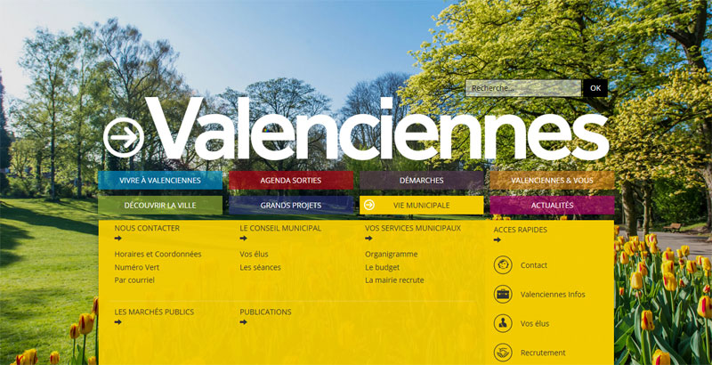 Menu du site de la ville de Valenciennes