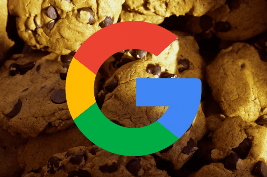 Photo de cookies derrière le logo de Google