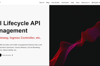 Interface en deux parties. Avec le titre "Gestion du cycle de vie complet d'API"