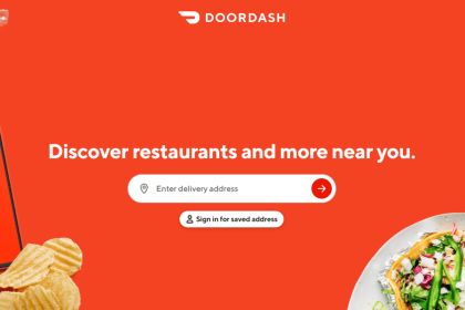 Interface site internet du service de livraison Doordash