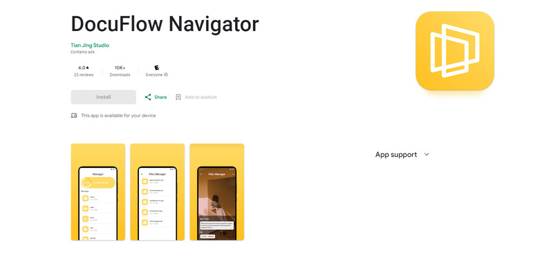 Aperçu de l'application DocuFlow navigator
